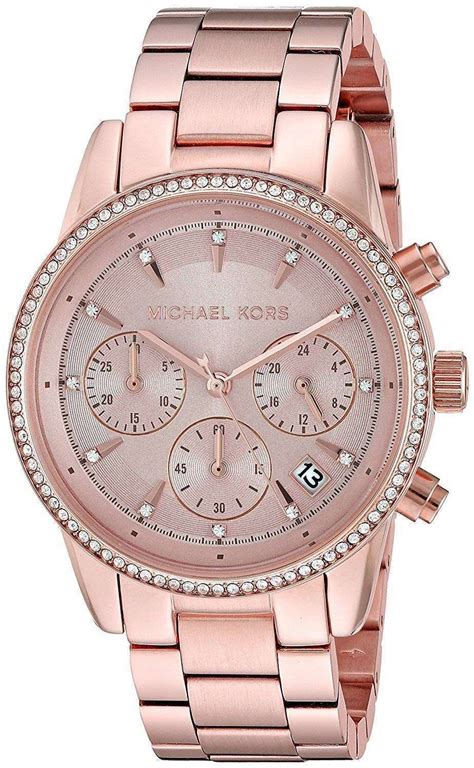 michael kors chronograph ritz silver & gold watch mk5057|mk6357.